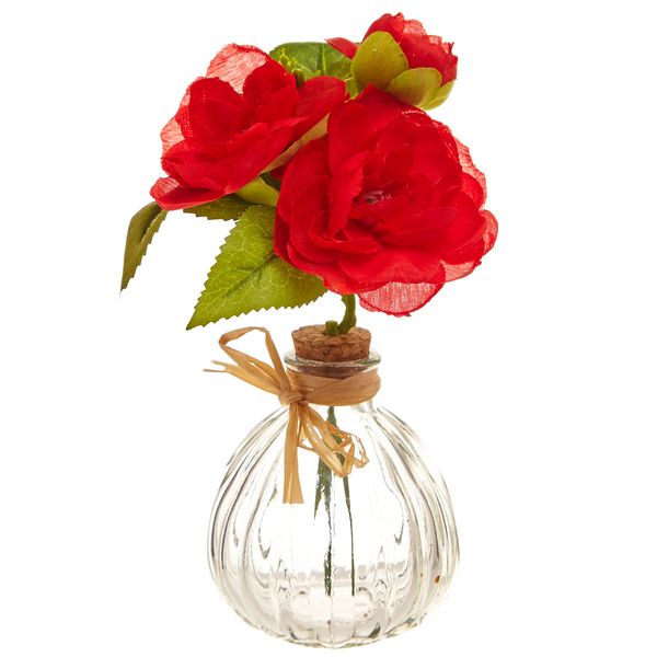 Tea Rose In Round Ribbed Vase