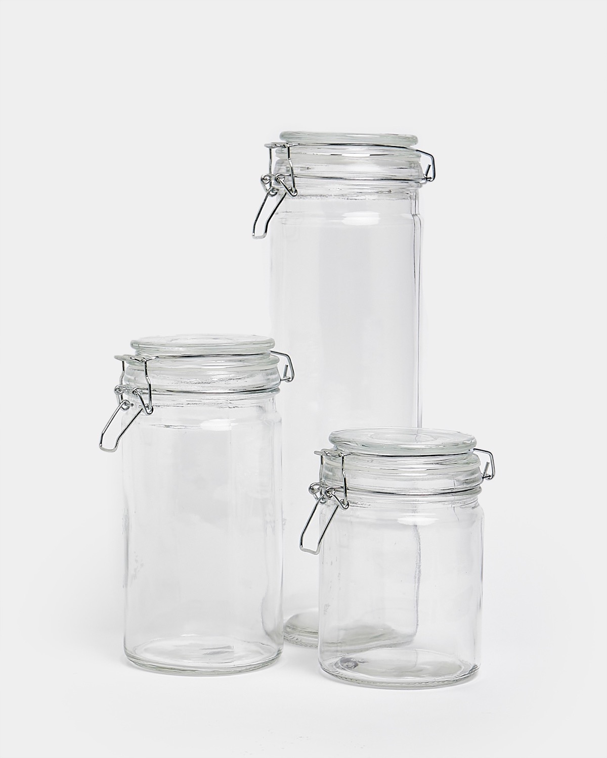 3 oz Clear Plastic Nostalgic Mason Jar - with Clamp Lid - 2 1/4 x 1 3/4 x  3 1/4 - 100 count box
