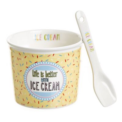 Ice Cream Bowl With Spoon thumbnail