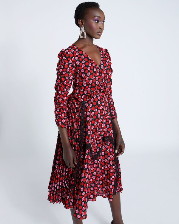 Dunnes Stores | Pink Savida Print Lace Detail Dress