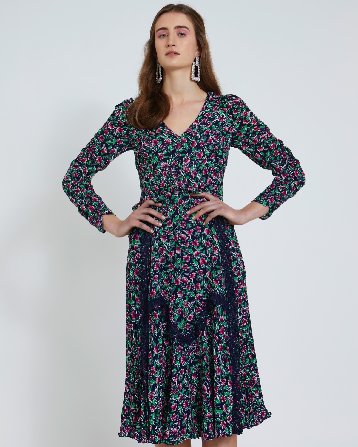 Dunnes Stores | Flower Savida Print Lace Detail Dress