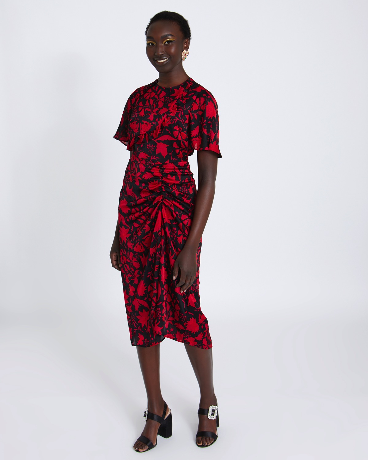 Dunnes Stores | Print Savida Floral Print Dress With Ruching