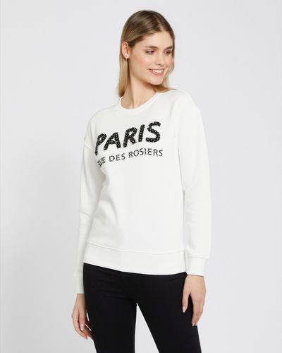 Savida Slogan Paris Embelished Sweatshirt