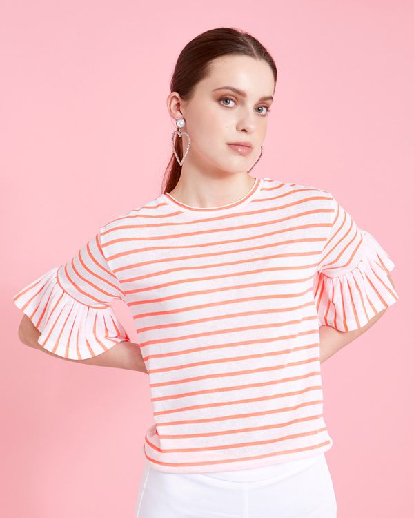 Savida Striped Top With Bell Sleeves