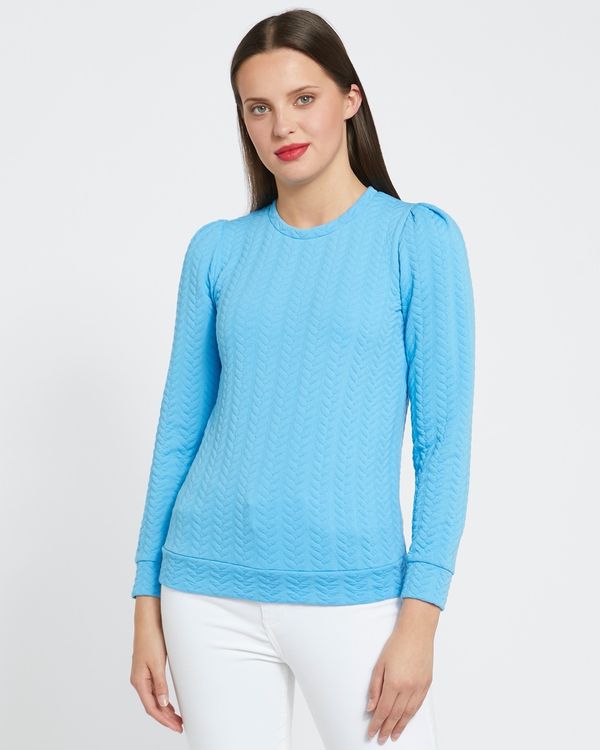 Dunnes Stores | Blue Savida Braid Pattern Sweatshirt