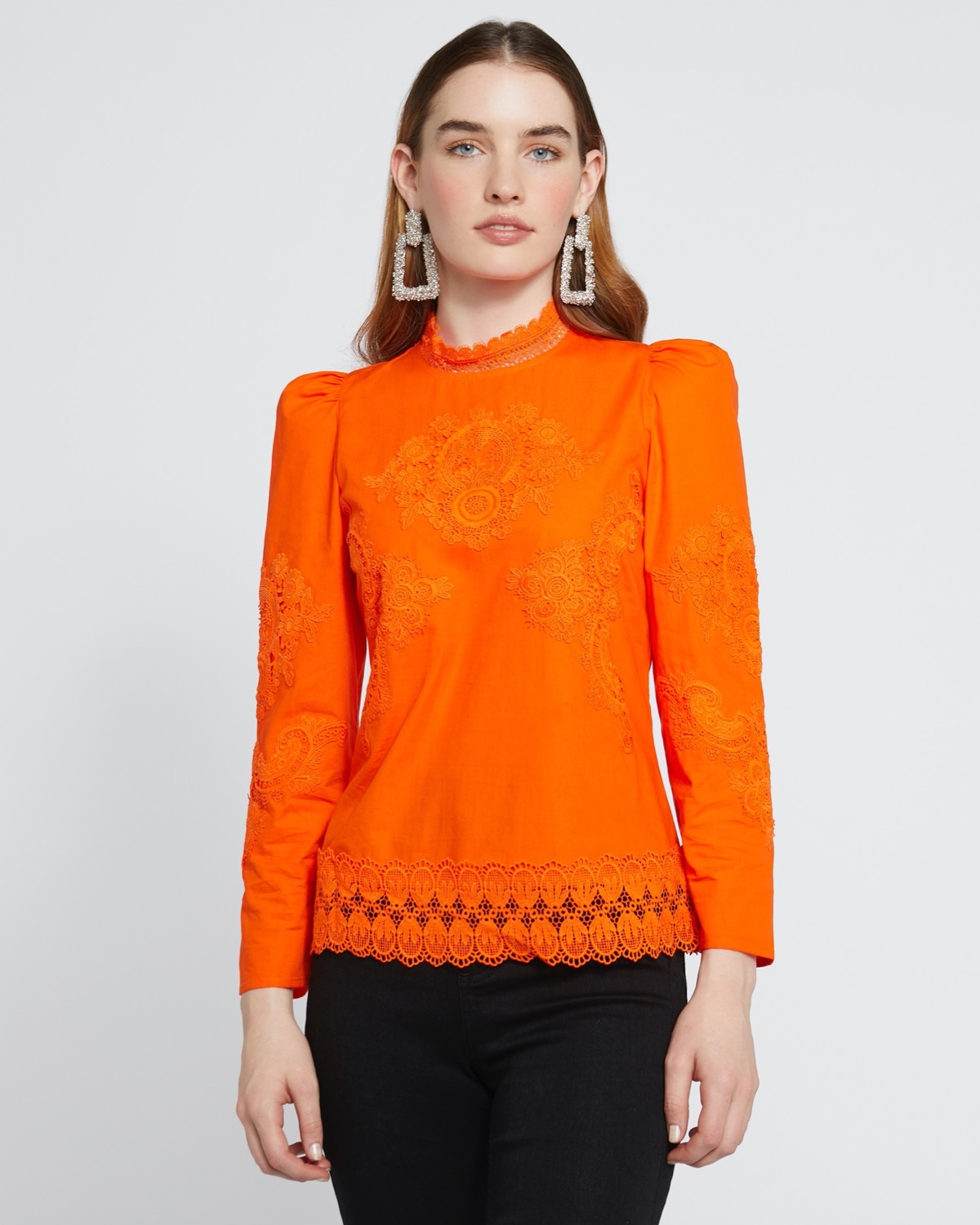 Dunnes Stores | Orange Savida Edie Lace Applique Blouse