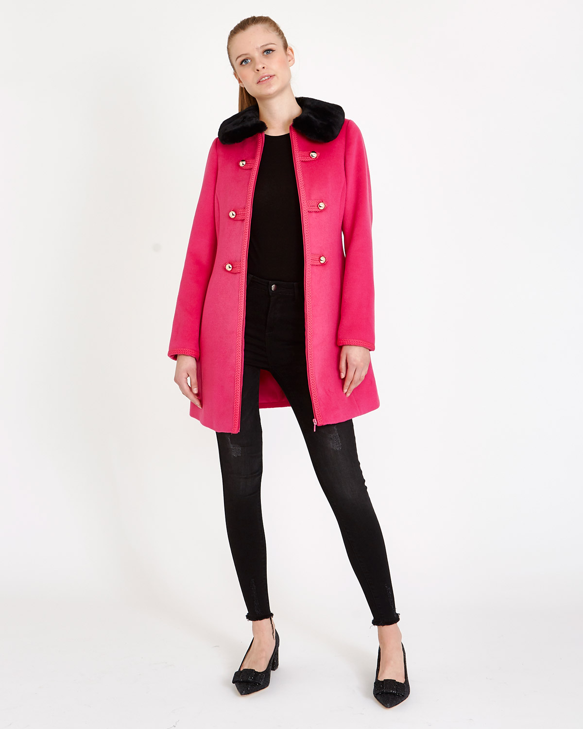 Dunnes Stores | Pink Savida Atomic Fancy Button Coat