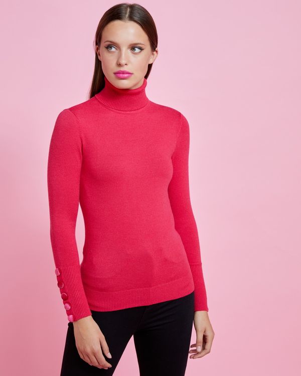 Dunnes Stores | Pink Savida Velvet Button Cuff Jumper
