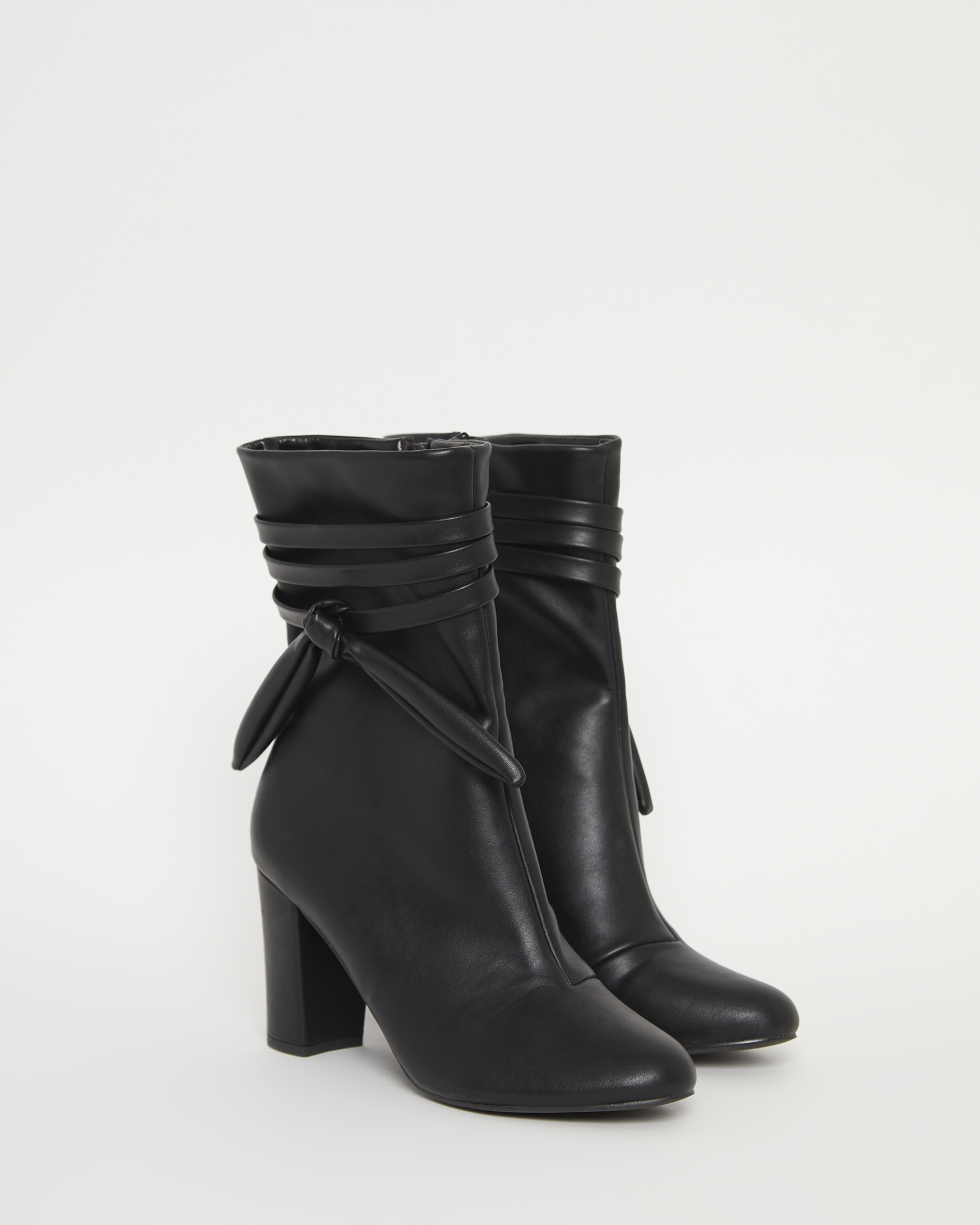 Dunnes Stores | Black Savida Tie Heel Boots