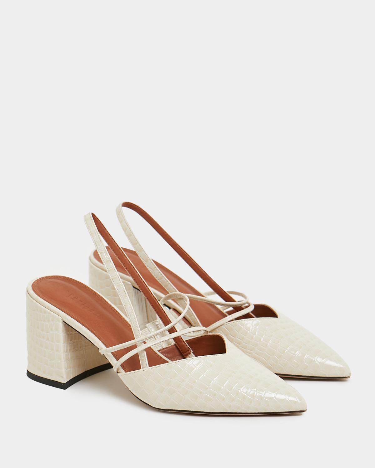 cream block heel court shoes