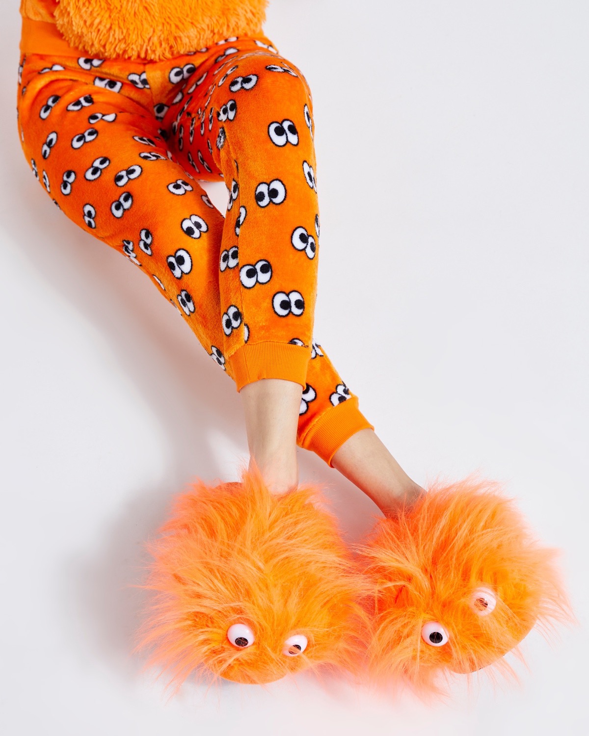 Orange Savida Fluffy Monster Slippers