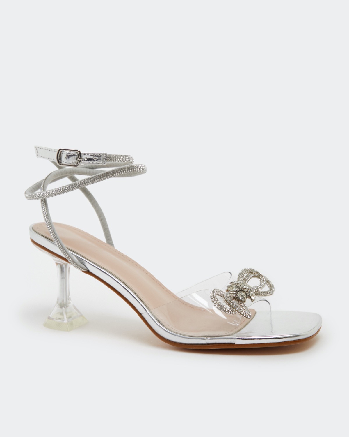Dunnes Stores | Silver Savida Perspex Bow Heel Shoe