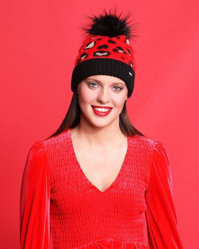 Savida Leopard Print Lurex Hat
