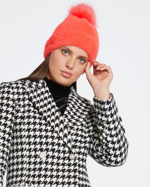 Dunnes Stores | Red Savida Fluffy Hat With Pompom