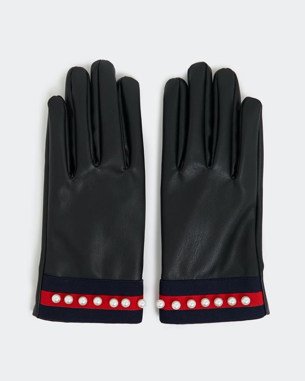 Savida Stripe Trim Pearl Gloves