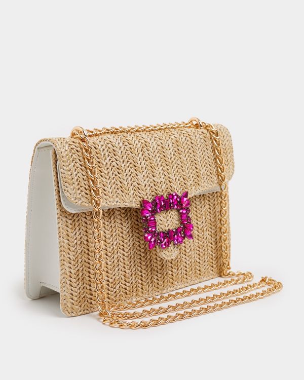 Savida Wicker Bag With Jewel Button