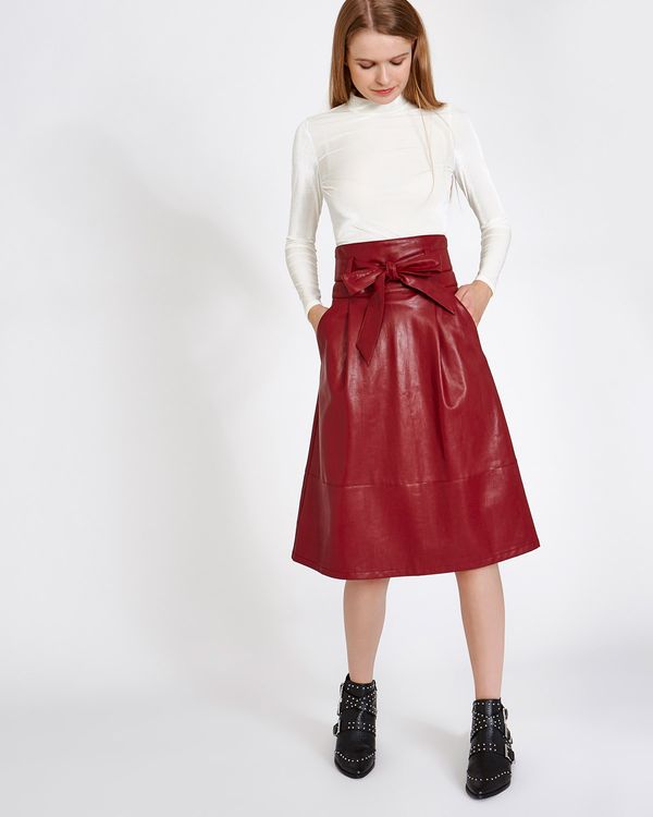 Savida PU Belted Skirt