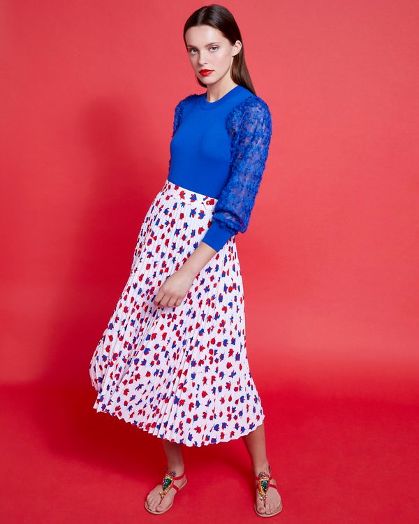 Savida Print Pleat Midi Skirt