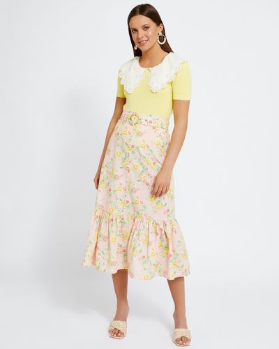 Savida Floral Belted Skirt