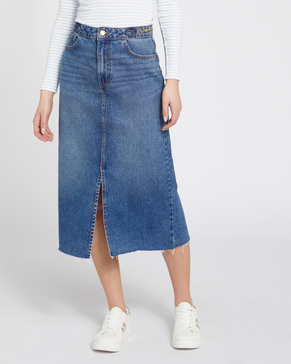 Dunnes Stores | Denim Savida Hazel Chain Denim Midi Skirt