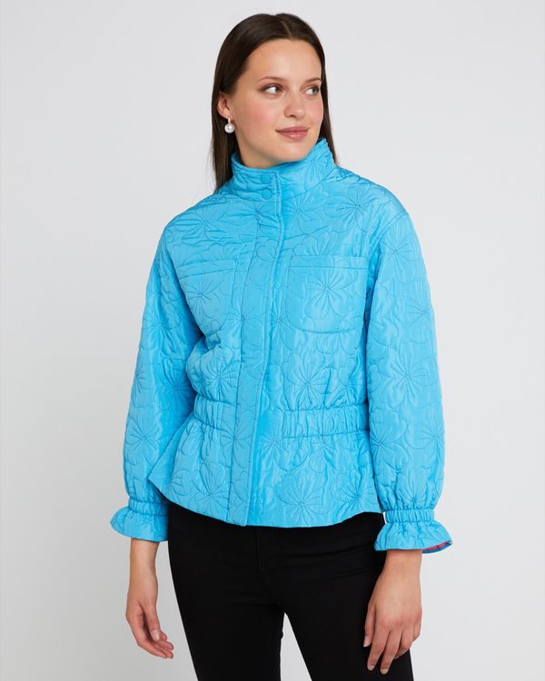 Dunnes Stores | Blue Savida Flower Padded Short Jacket