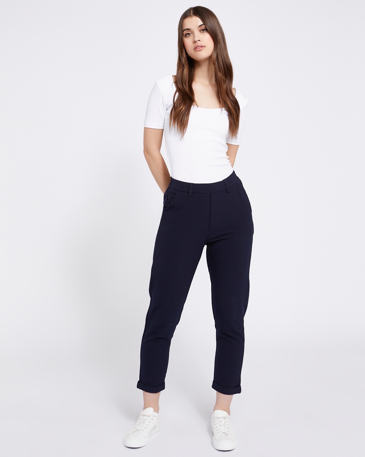Dunnes Stores | Navy Savida Elastic Waist Trousers