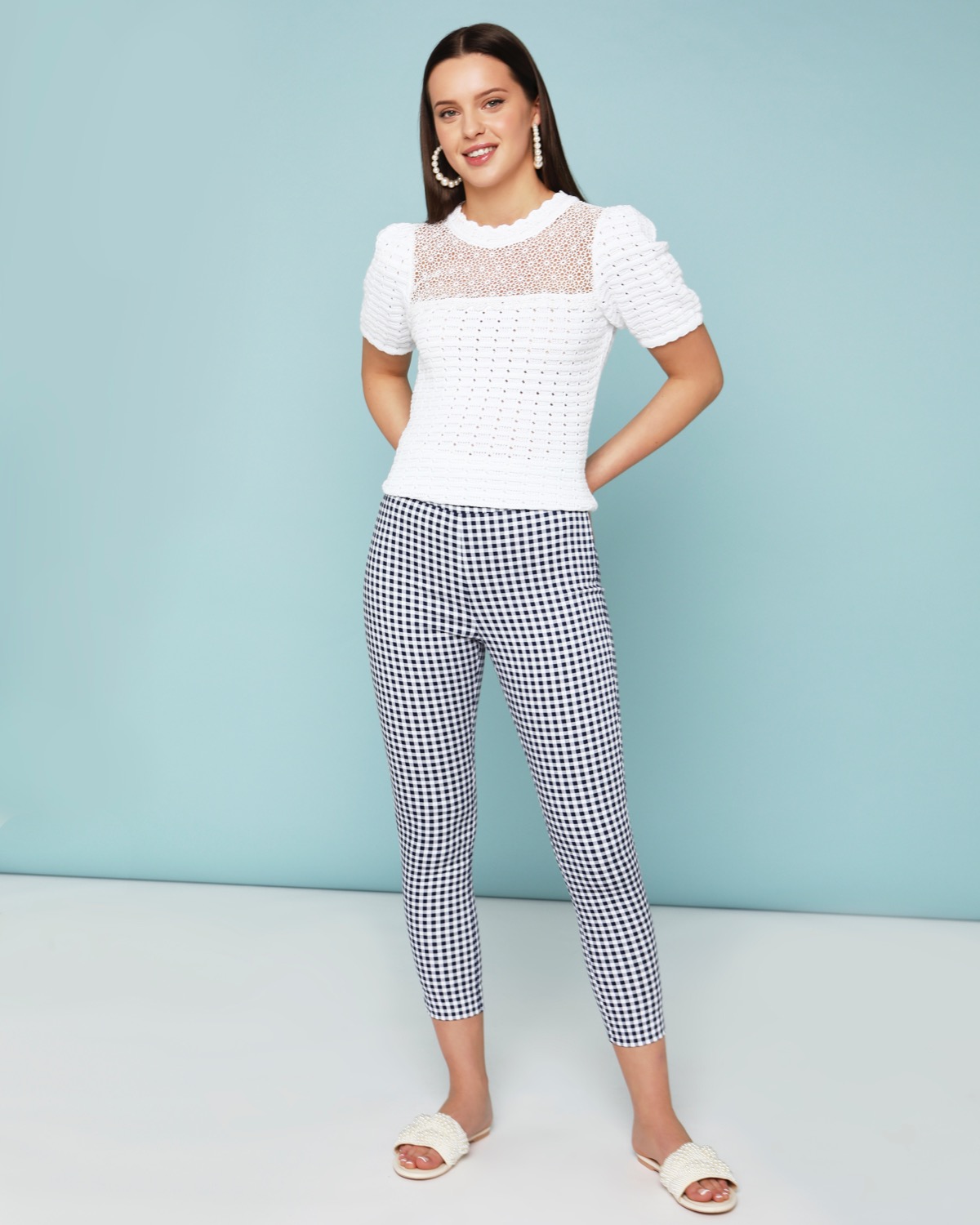Red Check Zip Detail Tube Trousers  Womens Trousers  Select Fashion