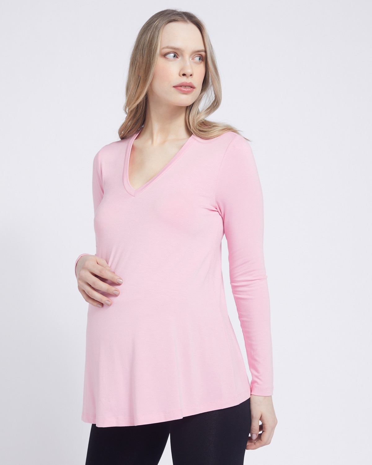 Dunnes Stores | Pink Savida Maternity V-Neck Flared Top