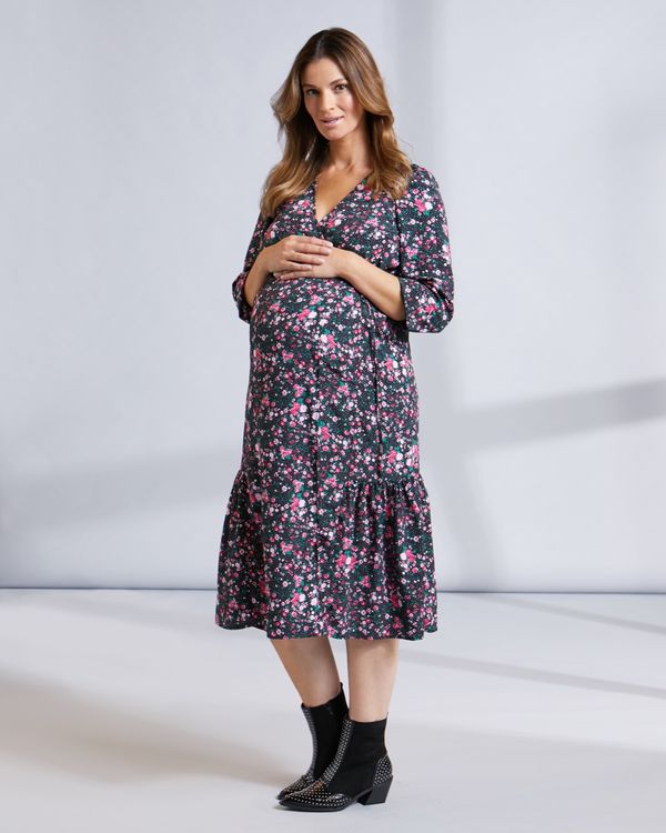 Savida Maternity Print Wrap Dress