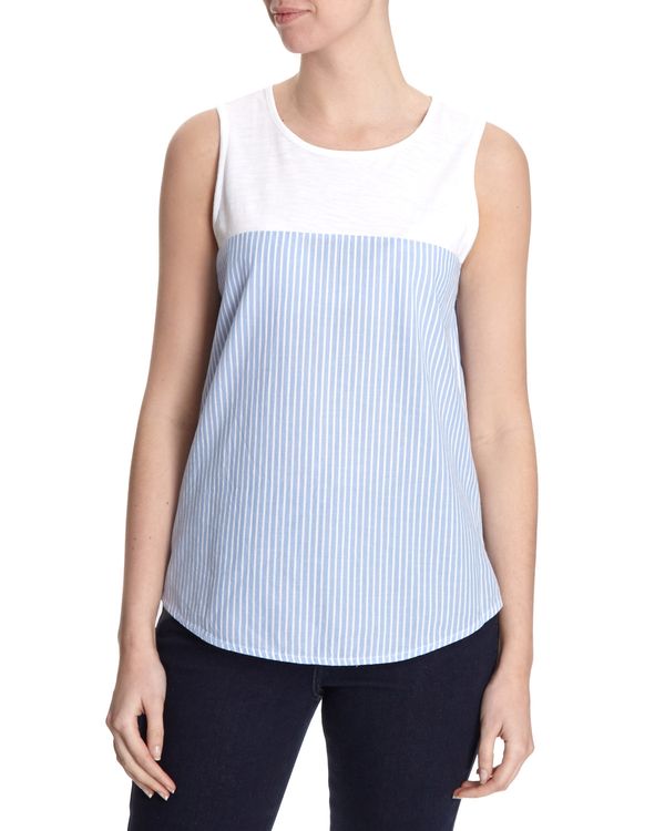 Stripe Woven And Jersey Vest