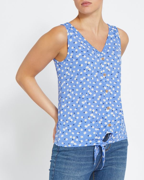 Printed Button Front Vest