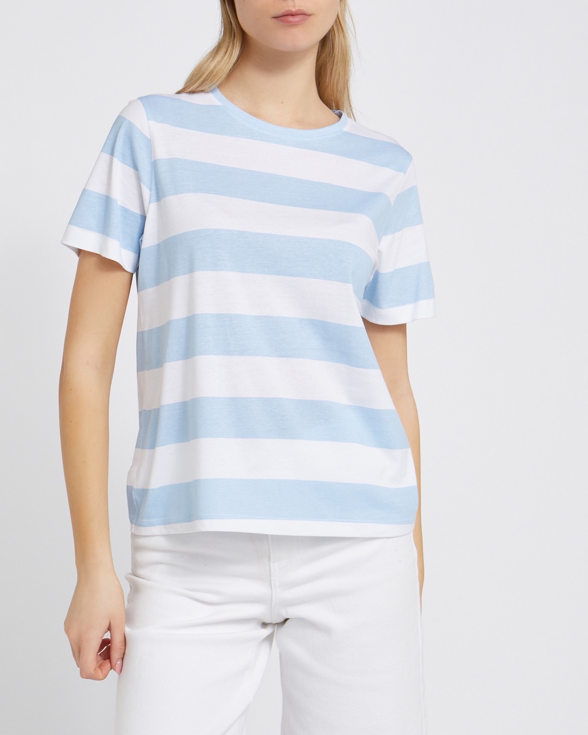 Dunnes Stores | Baby-blue Striped Cotton T-Shirt