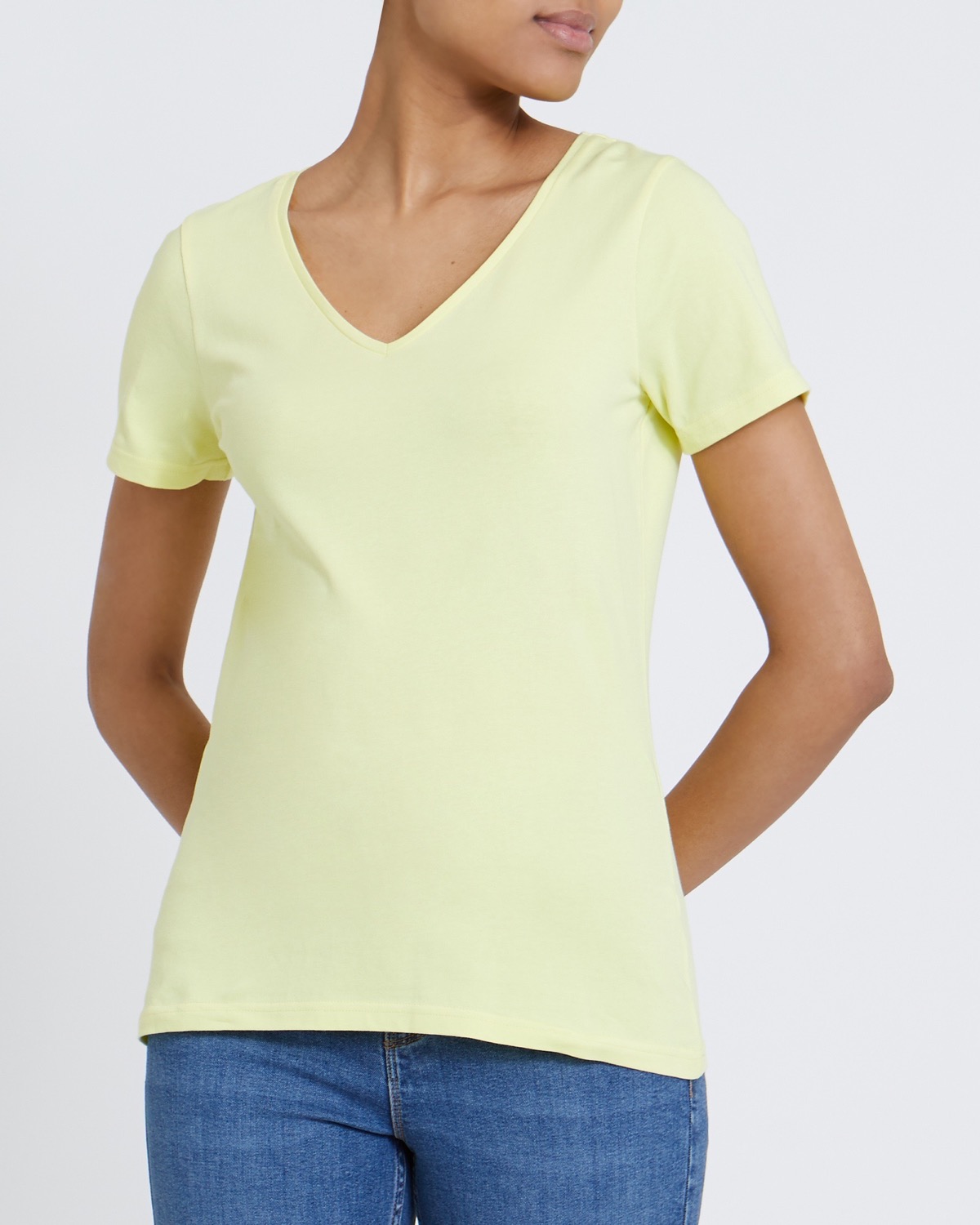 Dunnes Stores | Lime Stretch V-Neck T-Shirt