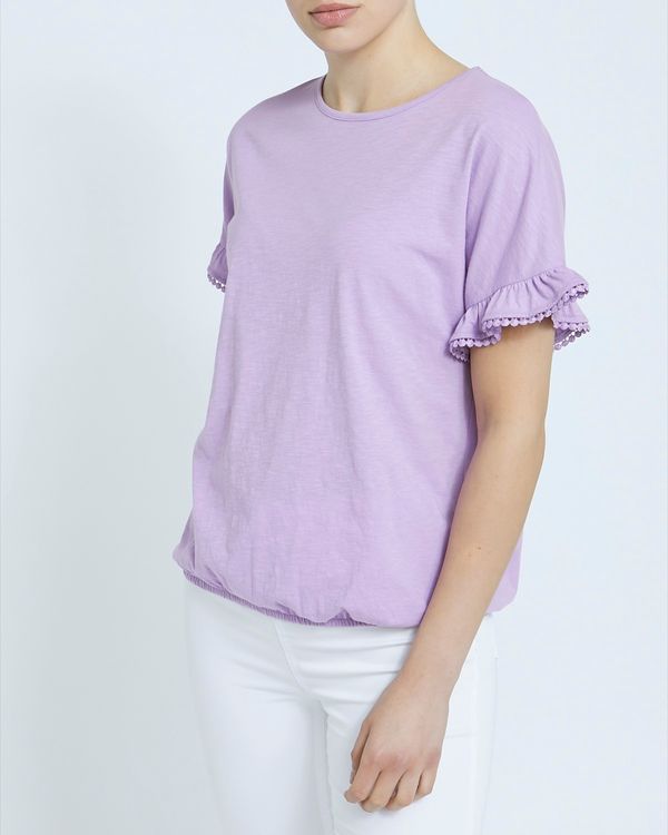 Lace Trim Bubble Hem T-Shirt