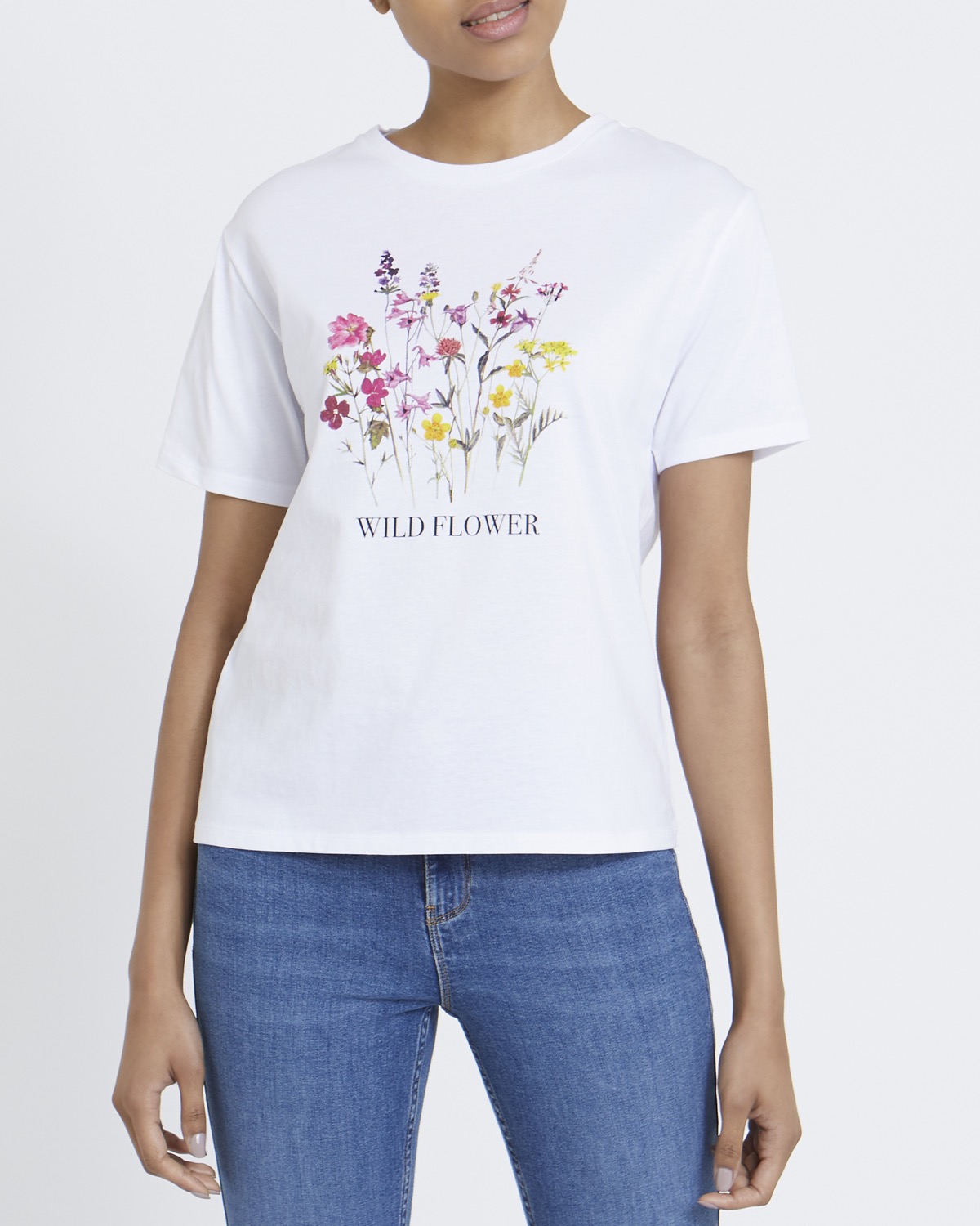 Dunnes Stores | White Graphic Front Print T-Shirt