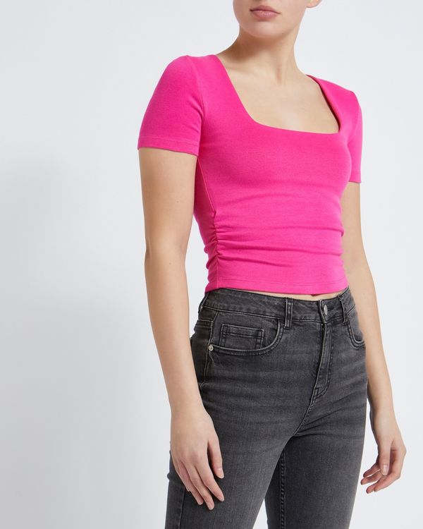 Dunnes Stores | Bright-pink Square Neck Top