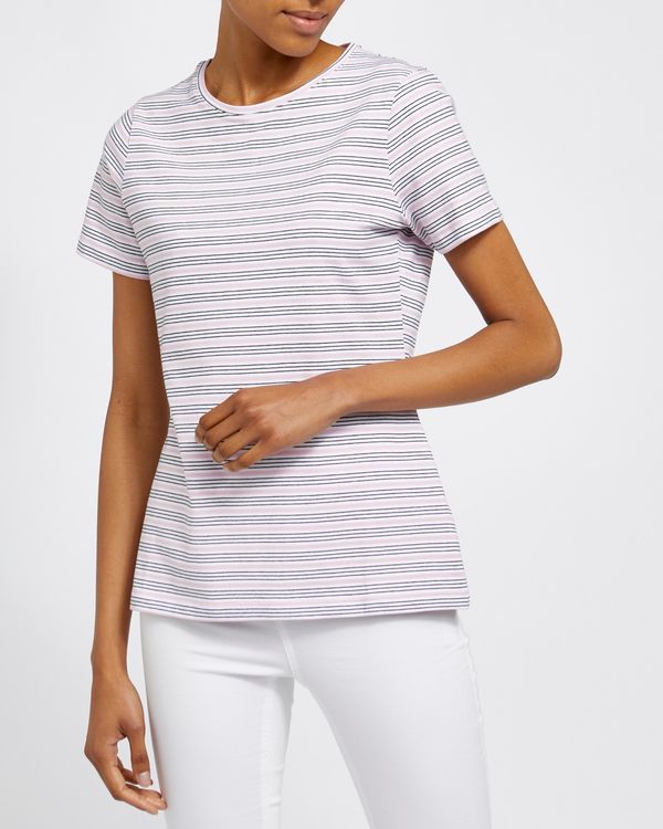 Short-Sleeved Stripe Stretch T-Shirt