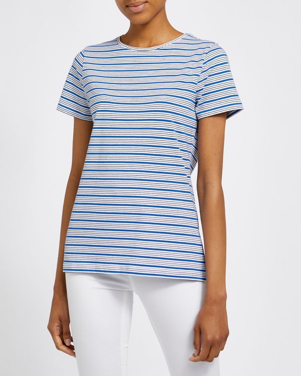 Short-Sleeved Stripe Stretch T-Shirt