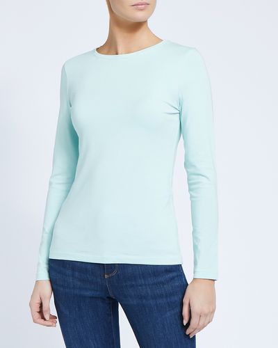 Long-Sleeved Stretch Crew Neck Top thumbnail