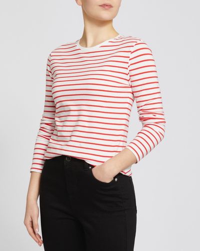 Long-Sleeved Stripe Stretch Top