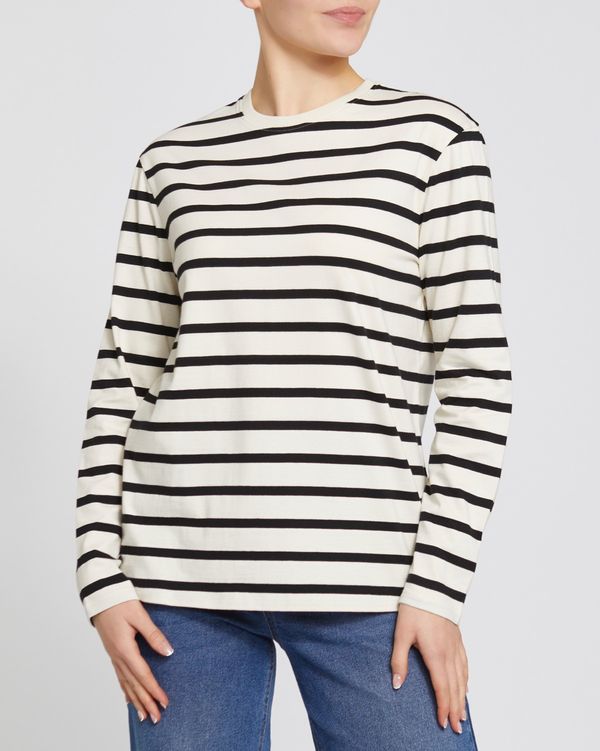 Dunnes Stores | Black-white Long-Sleeved Striped Top