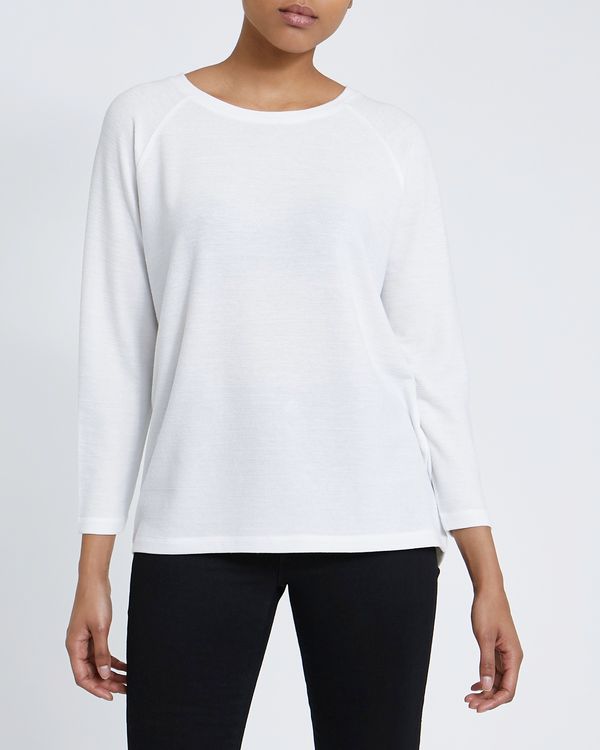Solid Textured Long-Sleeved Top