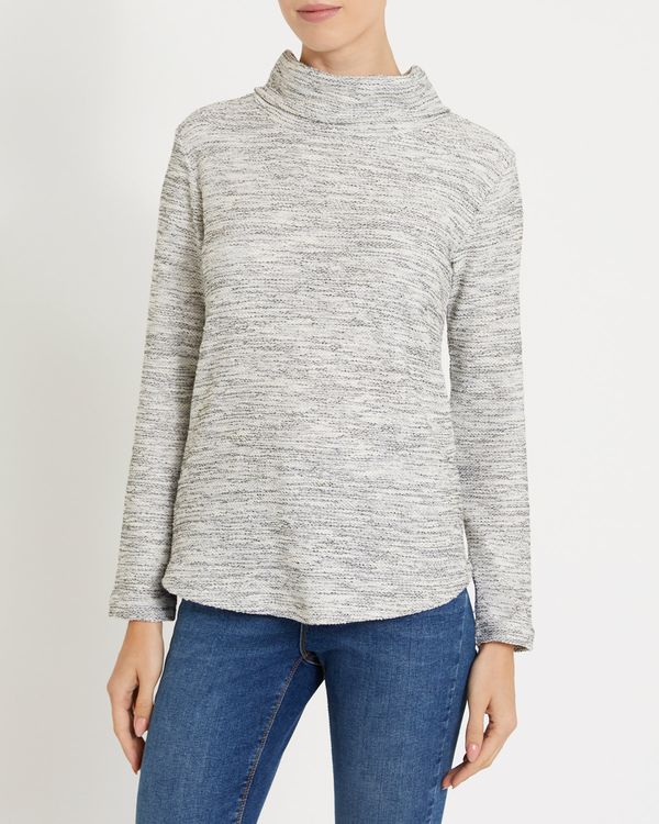 Funnel Neck Textured Fabric Top