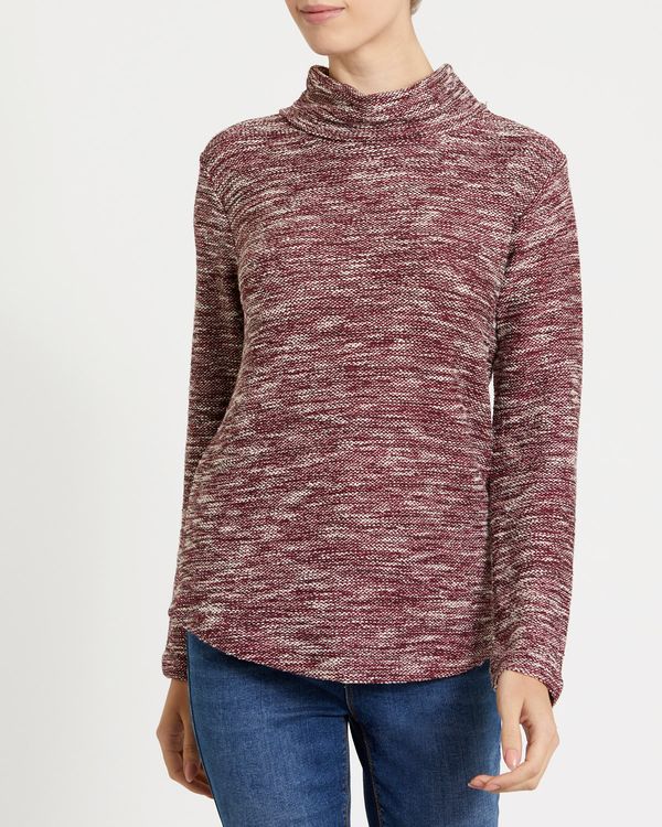 Funnel Neck Textured Fabric Top