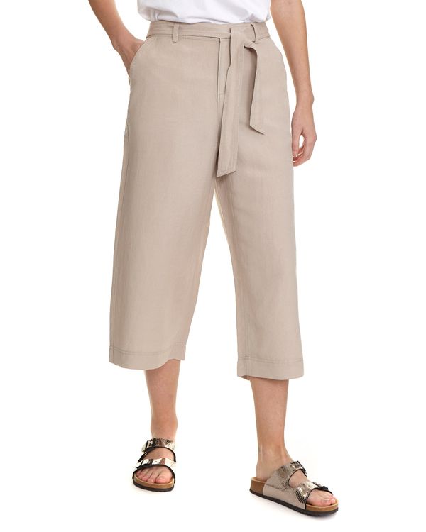 Wide Linen Cropped Trousers