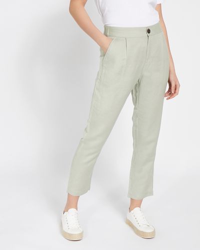 Linen Blend Buttoned Trousers thumbnail