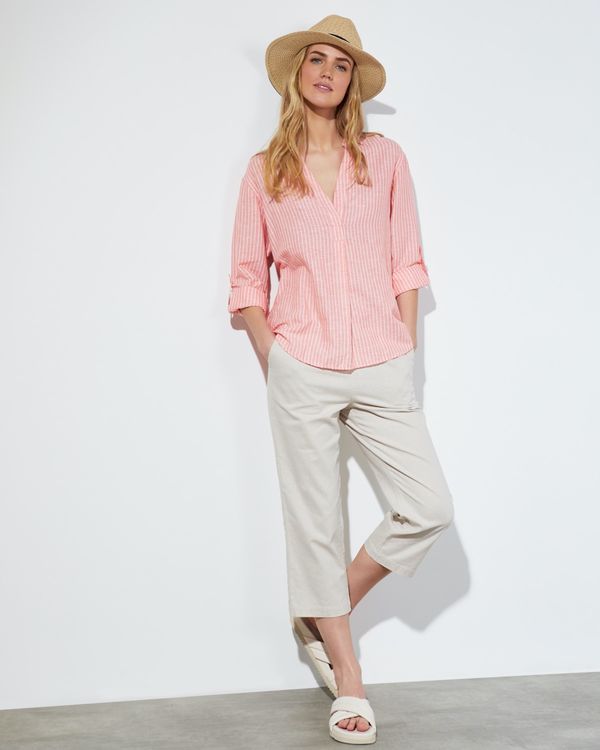 Linen Blend Cropped Trousers