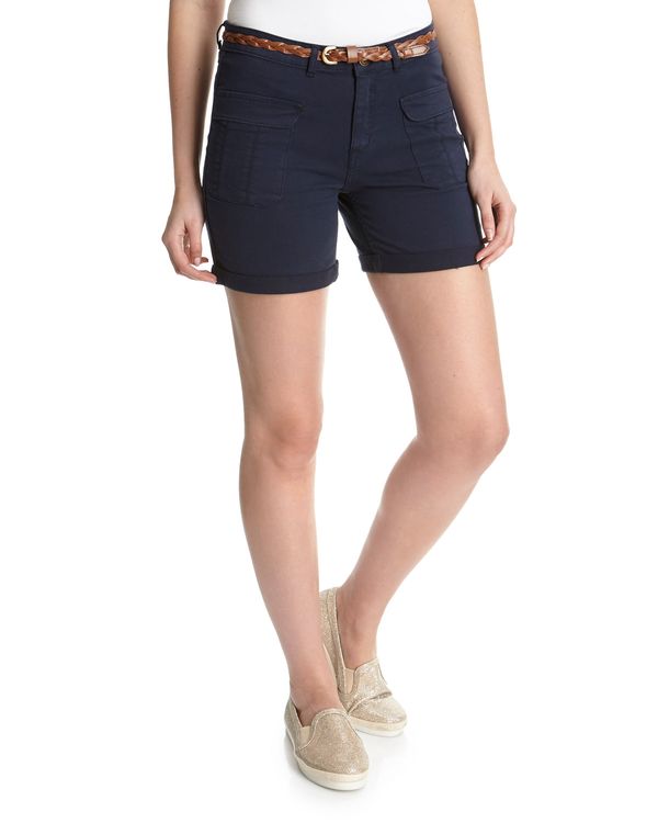 Mid Rise Belted Shorts