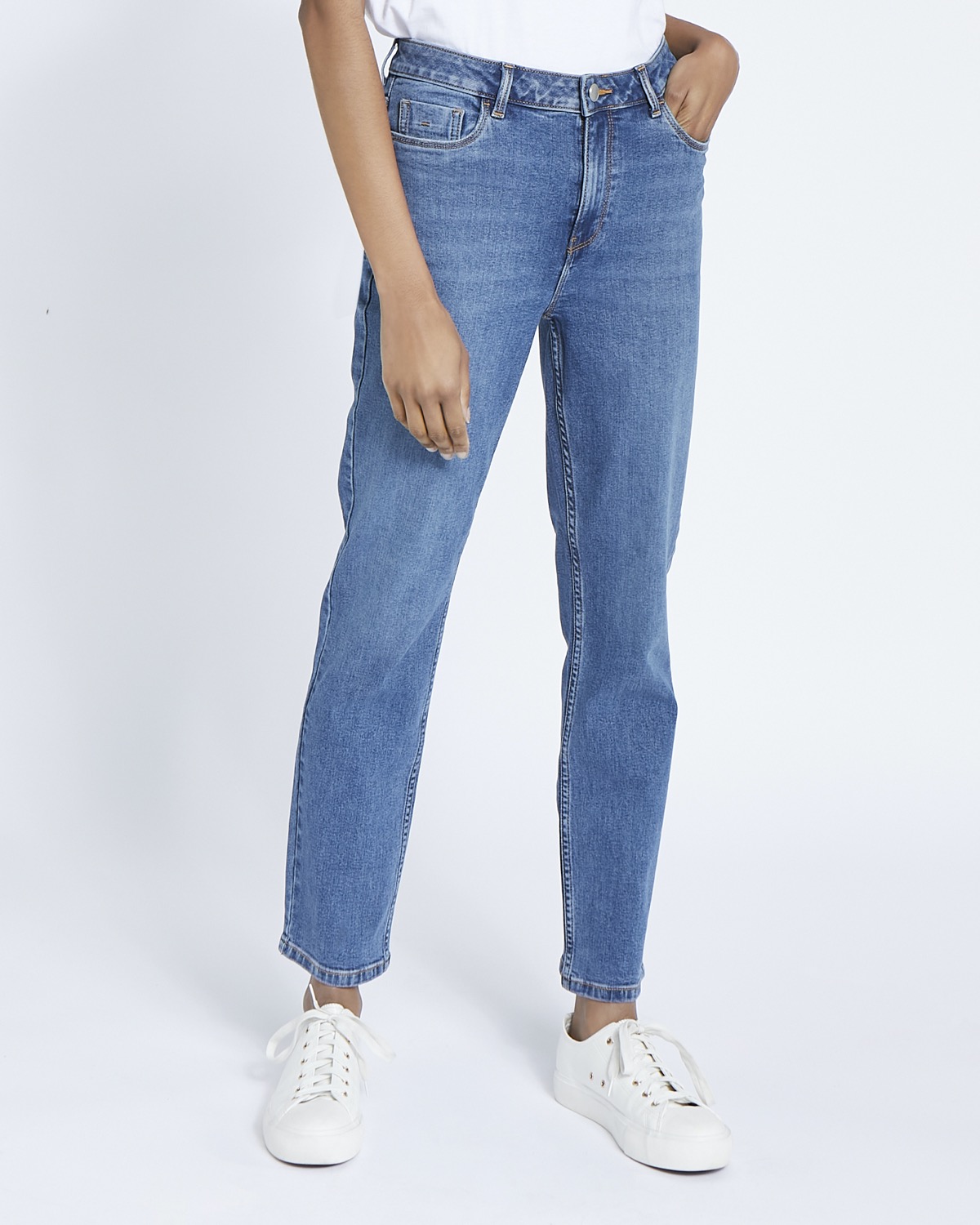 Dunnes Stores | Mid-wash Mid Rise Essential Straight Fit Jeans