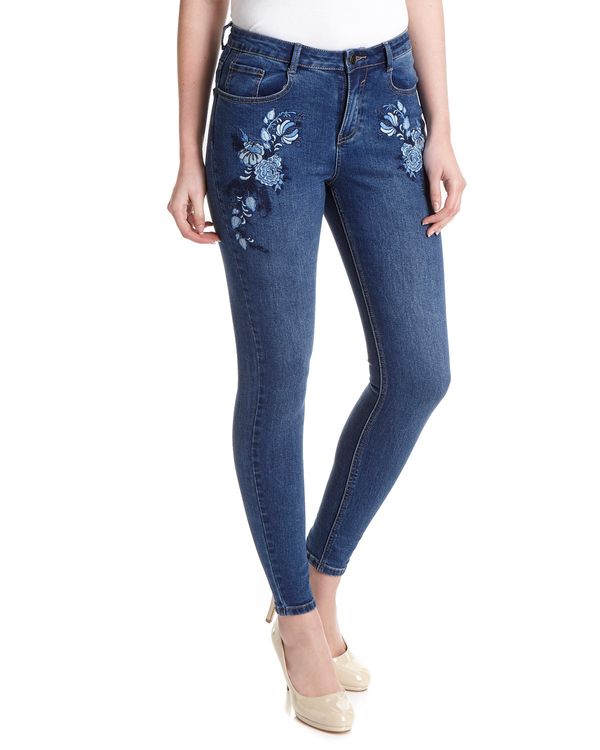 Mid Rise Embroidered Skinny Fit Jeans